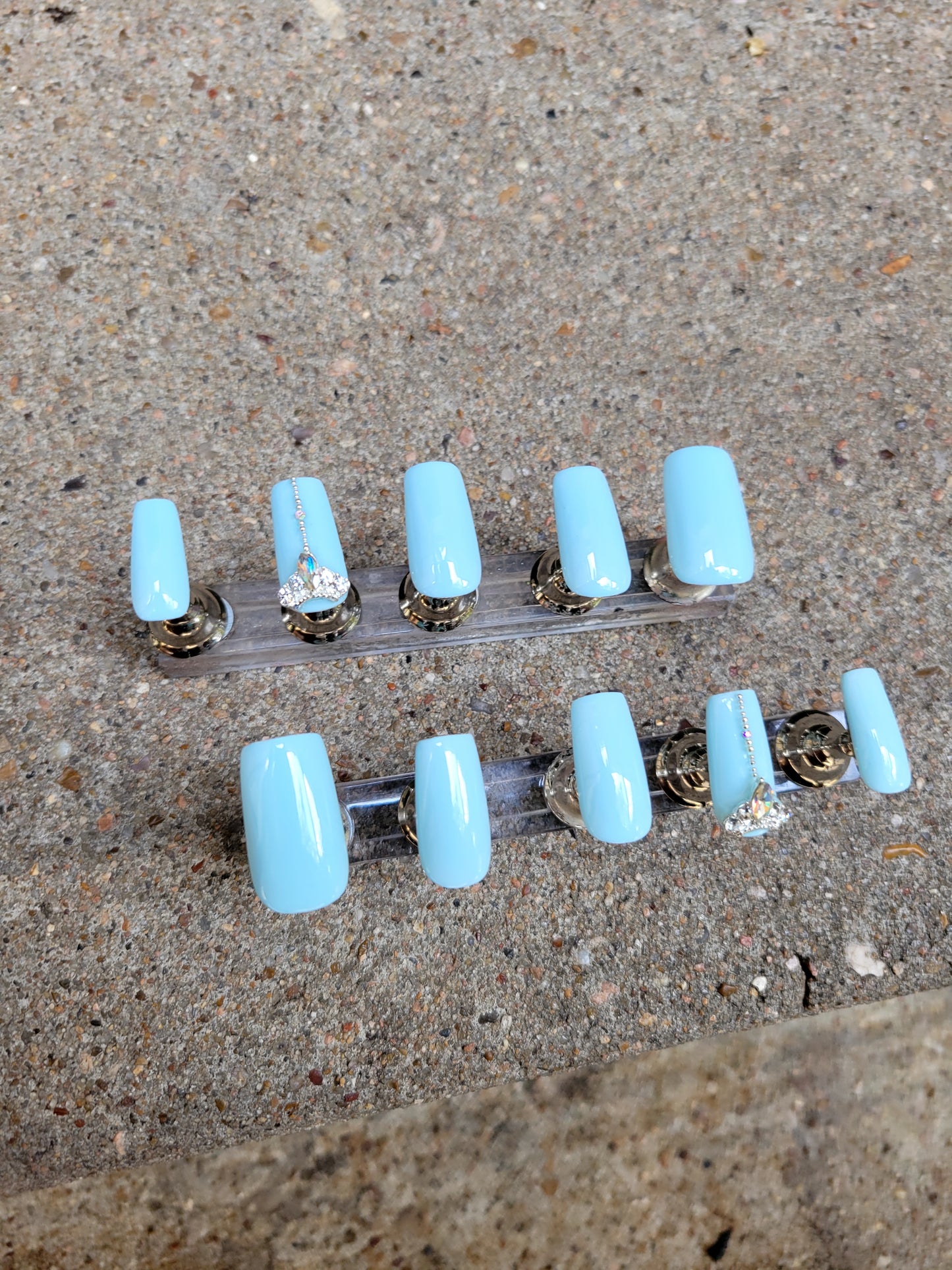 Feelin Blue Medium Length Square Custom Reusable Press On Nail Set
