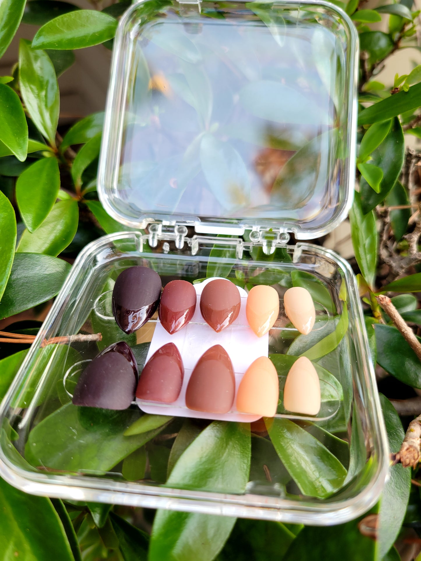 Chocolate Lover Custom Reusable Glue On Short Stilleto Gel Press On Nail Set