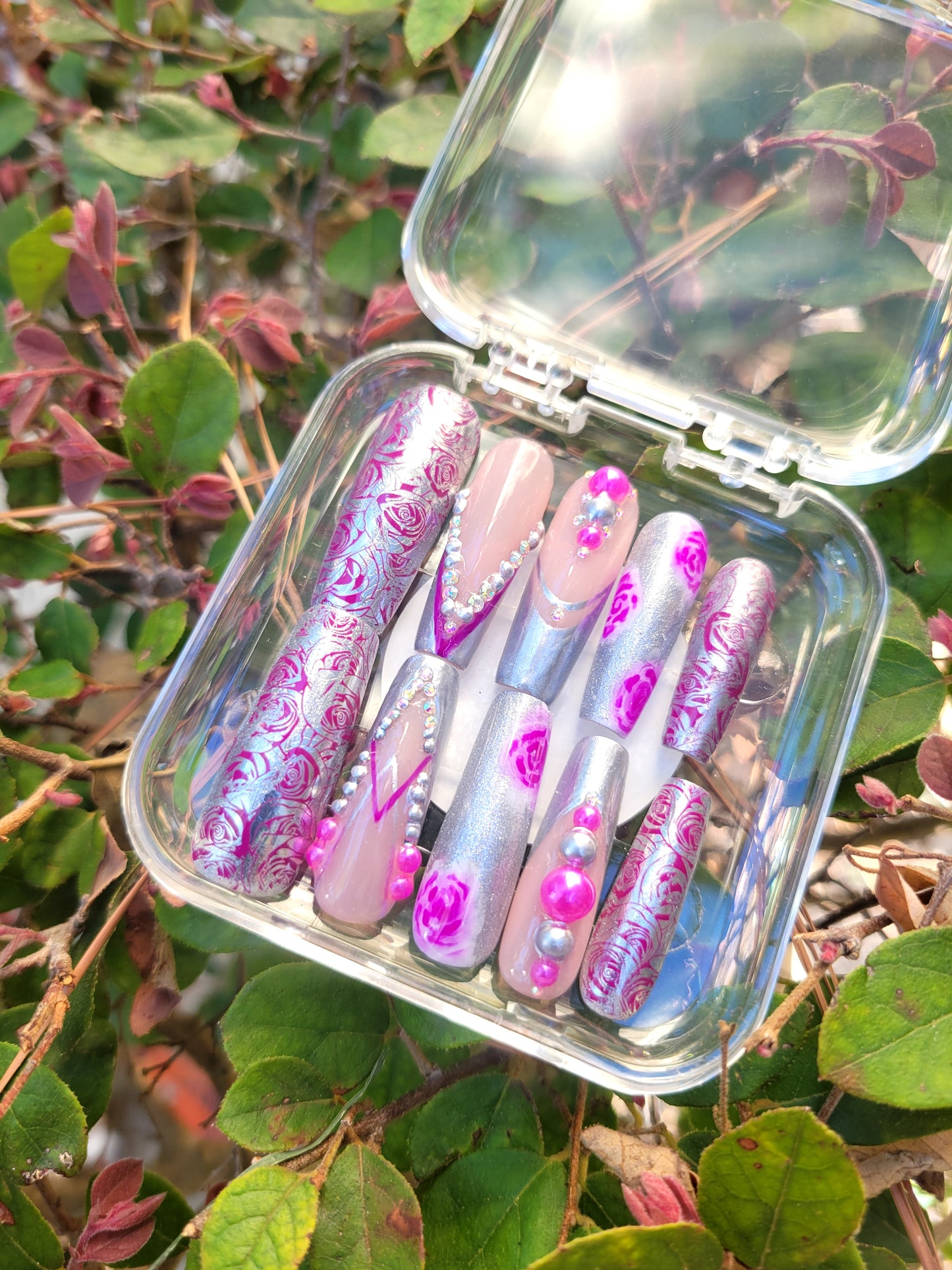 Fuchsia Rose Chrome Charm Set