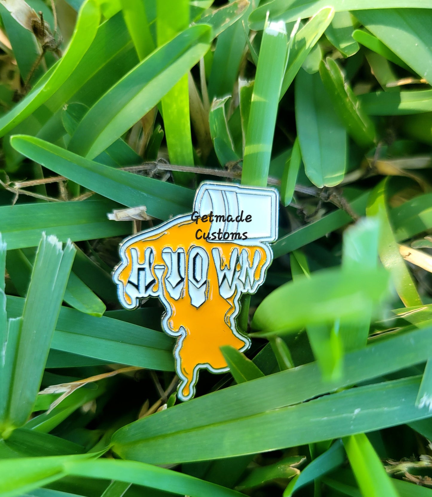 Orange Sunkist Houston Custom Hip Hop Enamel Lapel Pin